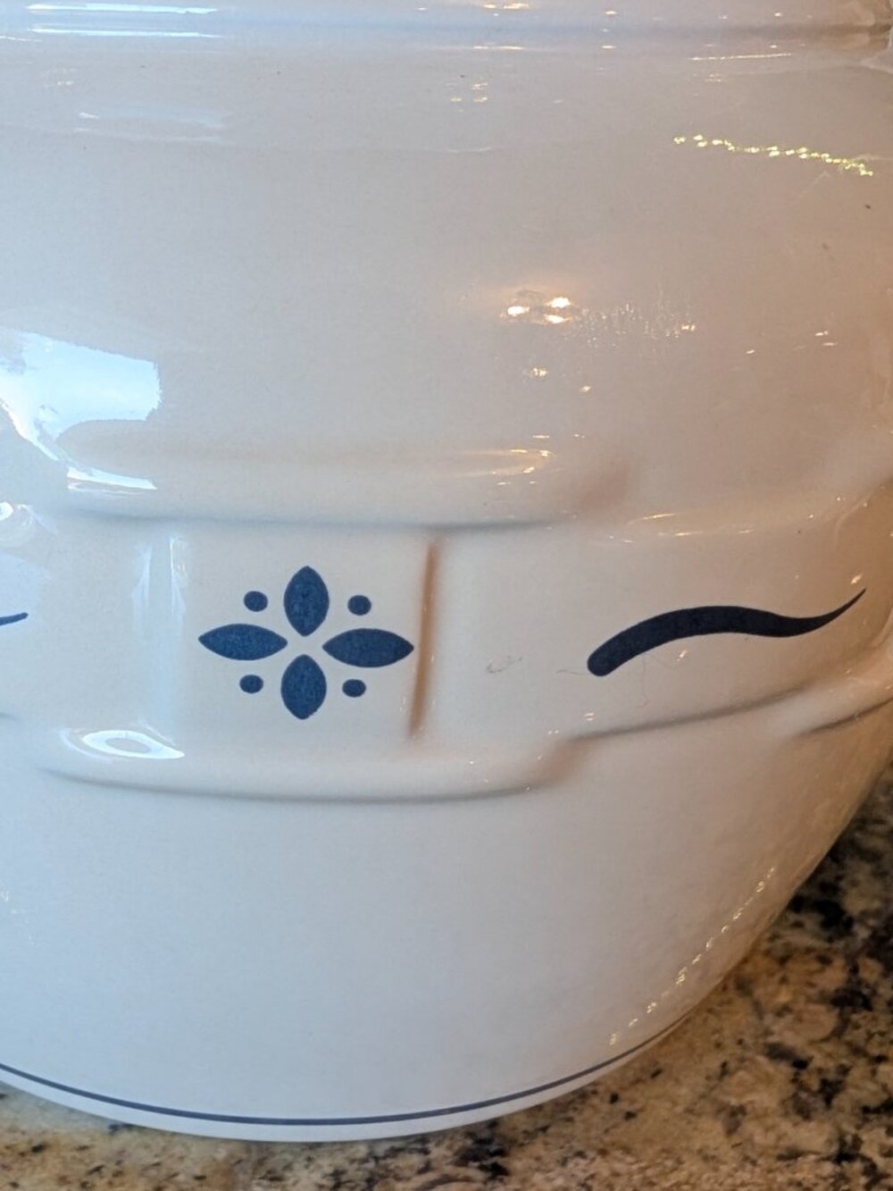Longaberger Woven Traditions Classic Blue Pottery Cookie Jar with Lid - Picture 2 of 8